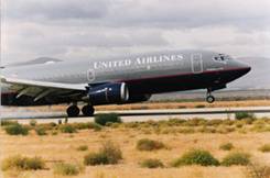 Boeing 737 air plane comes in for a landing